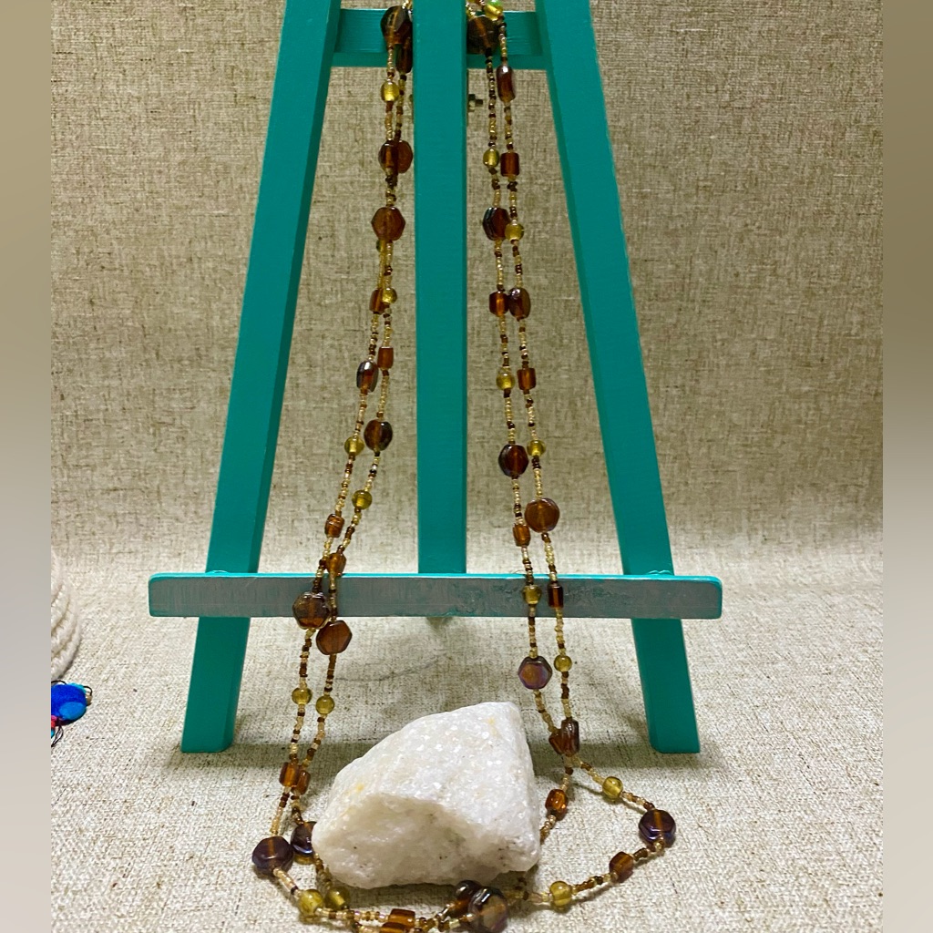 Necklace Made Of Glass Beads And Blown Glass From Italy Multicolored Brown 35$